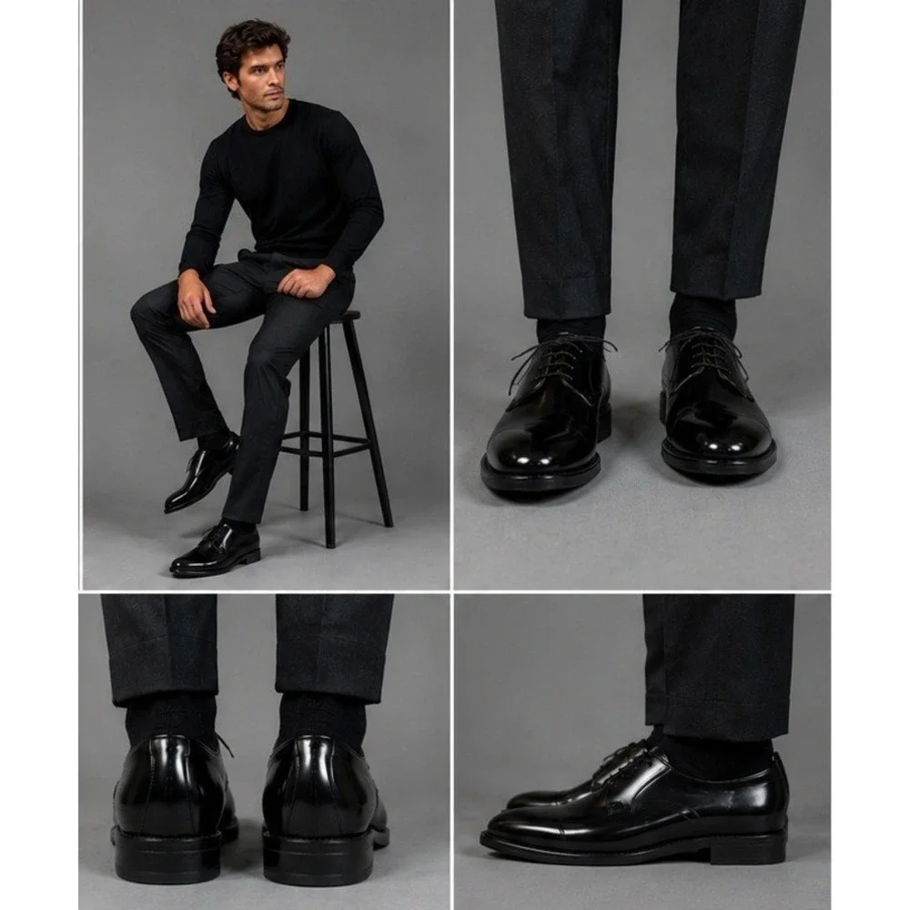 Craddock-Terry Vintage Derby Shoes Mens 13 W Black‎ 1992 Military Dress Patent